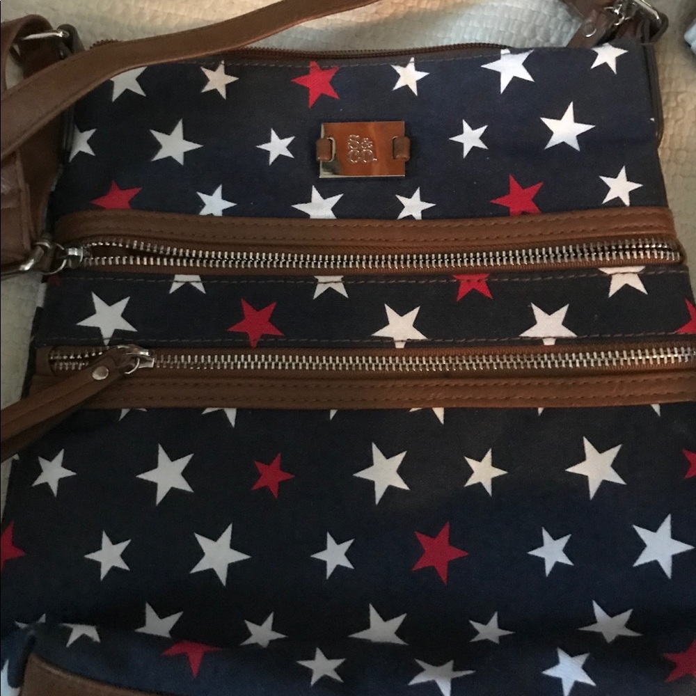 Style & Co Crossbody.  Red, white, and blue print.